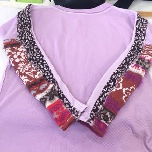 Free People thermal tunic top with embroidered sleeve detail